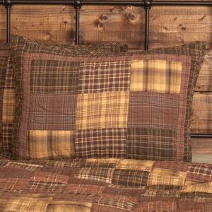 VHC Brands Prescott Pillow Sham Standard 21x27 Rustic Plaid Cotton Farmhouse New